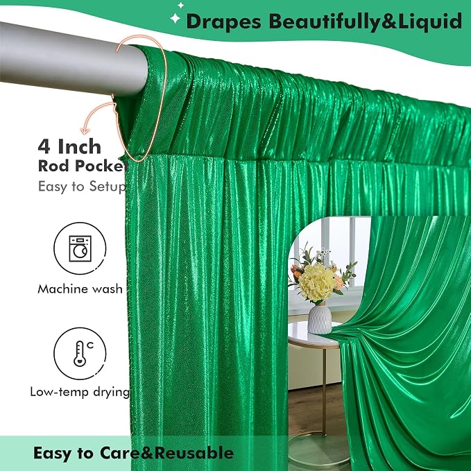 20ftx10ft Green Sequin Backdrop Curtain - Image 5