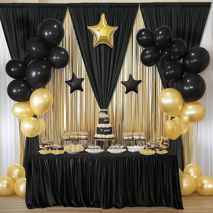 40ftx12ft Black Wrinkle Free Backdrop Curtains - Image 9