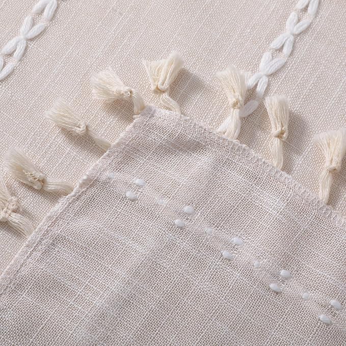 RoomTalks Boho Beige Curtains for Bedroom Living Room 96 Inch Length French - Image 6