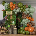 141pcs Dinosaur Balloon Garland Arch Kit Brown Orange Sage Green Balloons | by Leraqertra