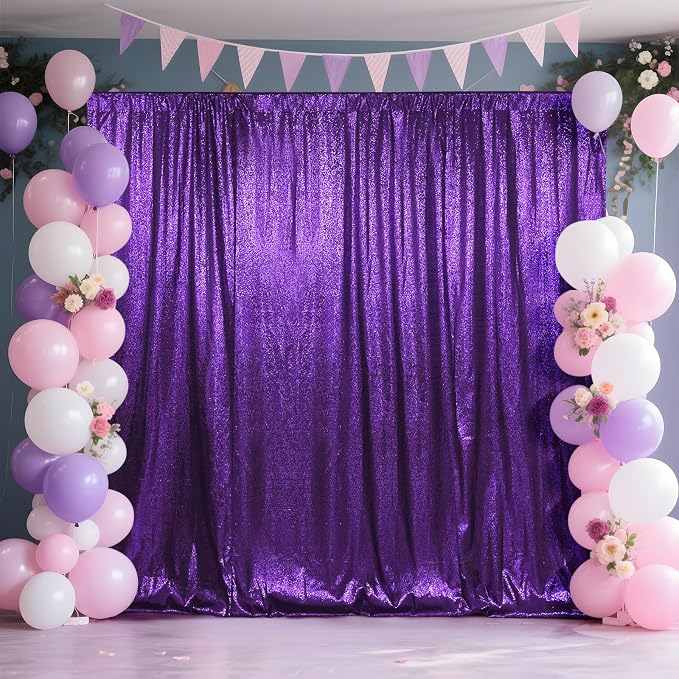 SquarePie 8x10ft Purple Sequin Backdrop, High Density Non-Transparent Glitter - Image 5