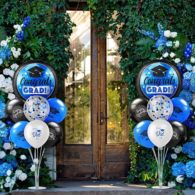 Kasyat 2 Set Blue and Black 2026 Graduation Table Centerpiece Balloon Stand Kit - Image 7