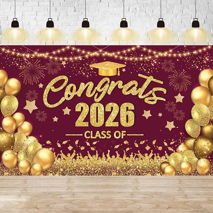 Class of 2026 Banner Congrats Graduation Decorations by ONANNA