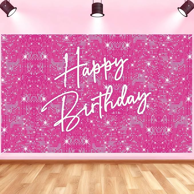 Glitter Happy Birthday Backdrop Banner, Happy Birthday Party Decoration Yard by Unknown