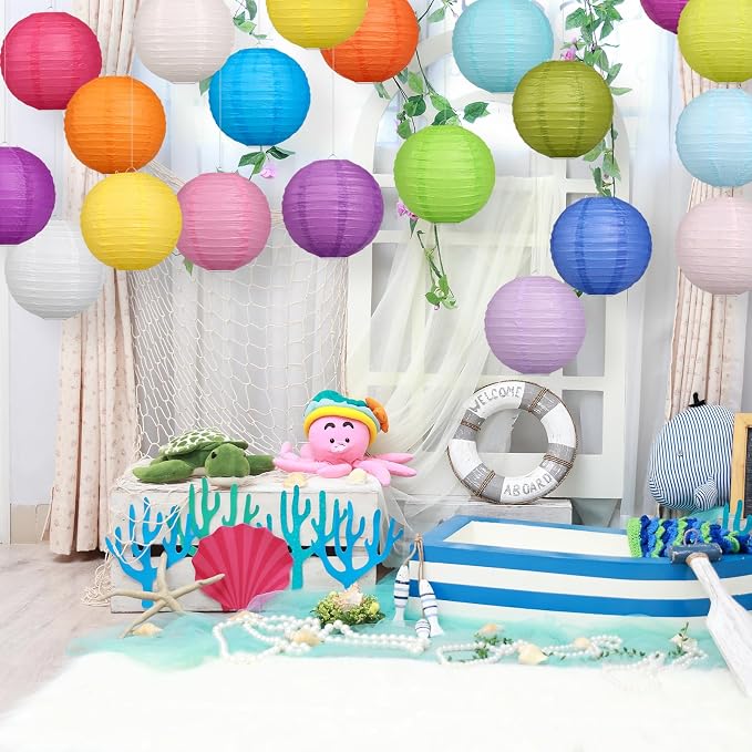 LIHAO 20PCS Multi-Color Paper Lanterns, 6 Inch | Decorative Hanging Chinese - Image 4