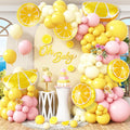 162Pcs Pastel Yellow Light Pink Lemon Balloon Arch Kit, Lemon Foil Balloons by HCYIRPTBL
