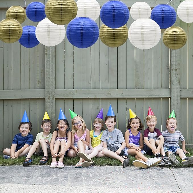 Paper Lanterns Party Decorations Navy Blue Gold - Image 6