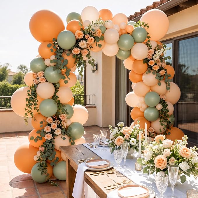 CROSSFINGERS Orange Baby Shower Decorations, Sage Green Balloon Arch Kit | Sand - Image 2