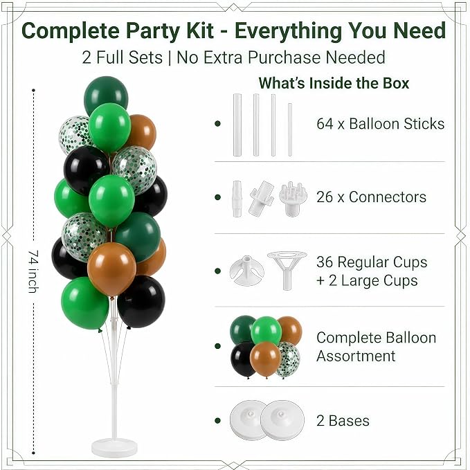 Hiins Green Brown Balloon Stand Kit - Image 2