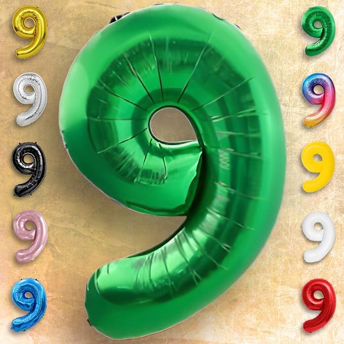 Green Number Balloon 9 Mylar Foil Balloons 32 inch - Image 5
