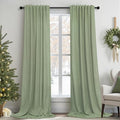 Light Sage Green Linen Curtains 120 Inches Long by Pitalk
