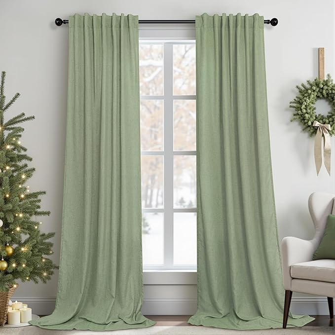 Sage Green Curtains 96 Inches Long by Pitalk