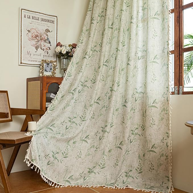 ENJOYBRIDAL Floral Curtains 96 Inches Long Light Filtering Semi Sheer Drapes - Image 7