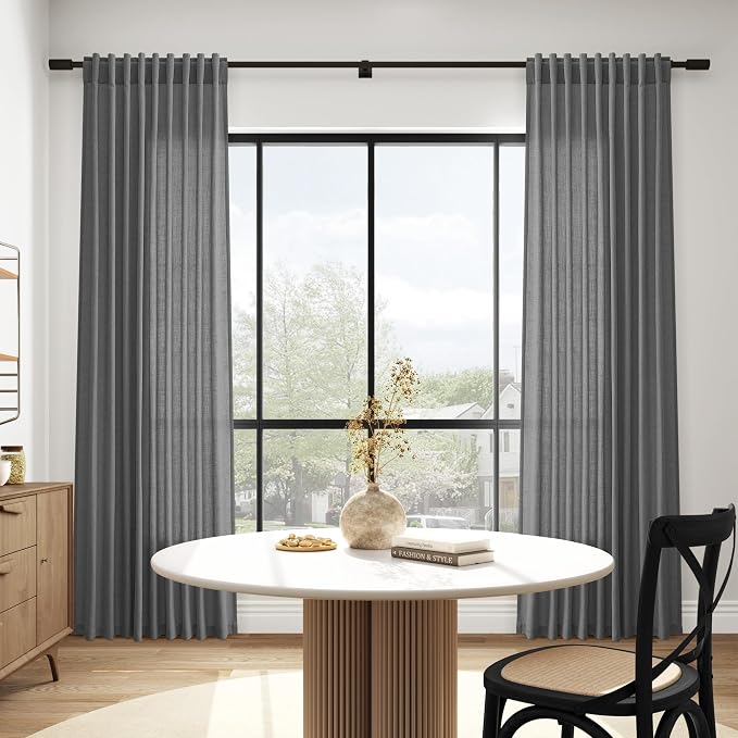 Blazer Grey Curtain SheerLinen Blend Light Filtering Back Tab Curtains 102 - Image 6