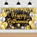 Black Gold Happy Retirement Banner Backdrop Photography Background Hanging by SMENGGIL