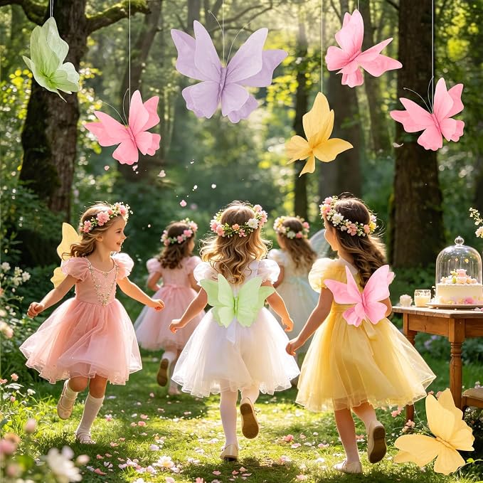 3D Hanging Butterfly Decorations Butterfly Party Decorations 4PCS Pastel Large - Image 8