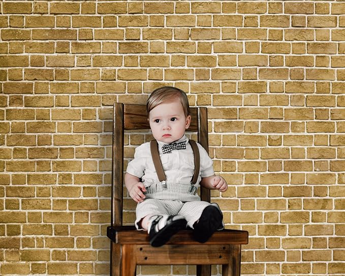 VitalCozy 10x8 ft Yellow Brick Wall Backdrop Fabric Brick Photo Background | - Image 4
