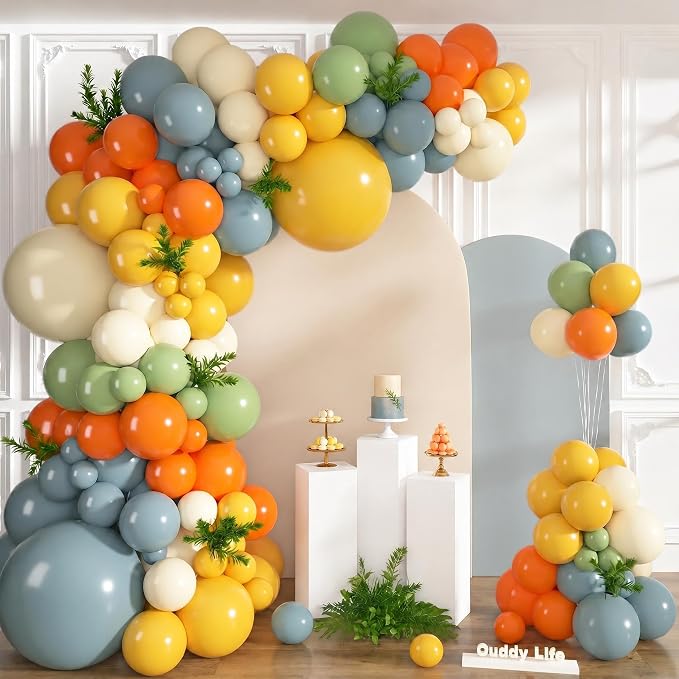 152Pcs Here Comes the Son Balloon Arch Garland Kit | Retro Boho Dusty Blue by OUDDYLIFE