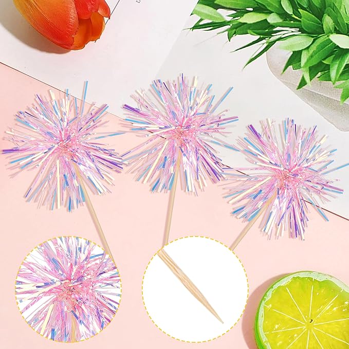 30 PCS Foil Firework Cupcake Toppers Happy Birthday Cupcake Toppers Sparkle - Image 7