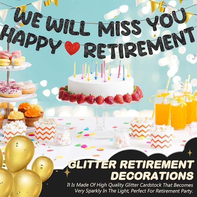 Fulmoon Pre Strung Happy Retirement and We Will Miss You Banner Bunting - Image 7