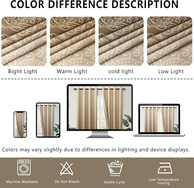 DWCN Taupe Blackout Curtains for Bedroom 63 Inch Long - Image 7