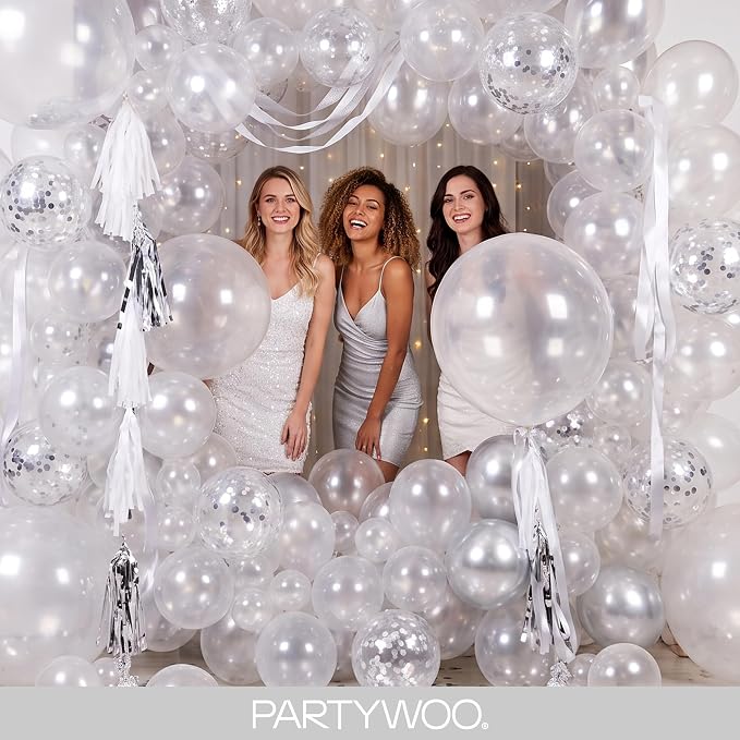 PartyWoo Clear Balloons 155pcs Different Sizes of 18 12 10 5 Inch Transparent - Image 5