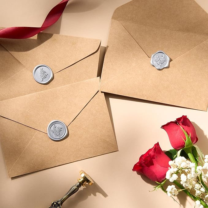 Wax Seal Stickers (60 Pcs, 3 Designs in 1 Pack) Premium Envelope Seal Stickers for Wedding Invitation Envelopes, Adhesive Wax Seals, Perfect for Seating Chart, Gift Wrapping