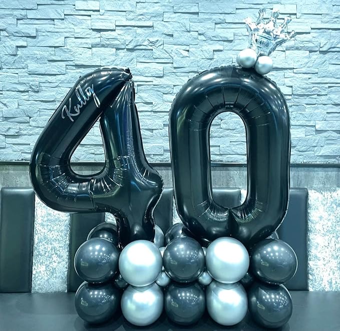 40 Inch Black 14 Number Balloons Giant 14 Balloons Black Birthday Balloons 14th - Image 4