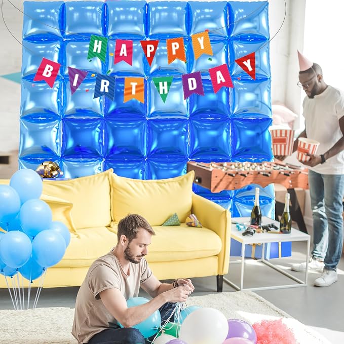 36pcs Royal & Baby Blue Square Foil Balloons - Image 6