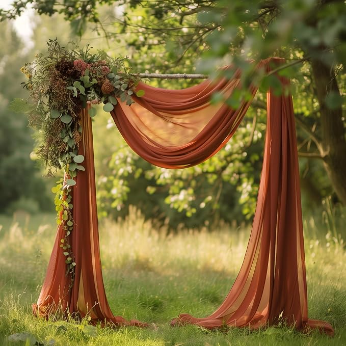 Wedding Arch Draping Fabric Backdrop Drapes 6 Panels, Terracotta | 28.7"x20FT - Image 2