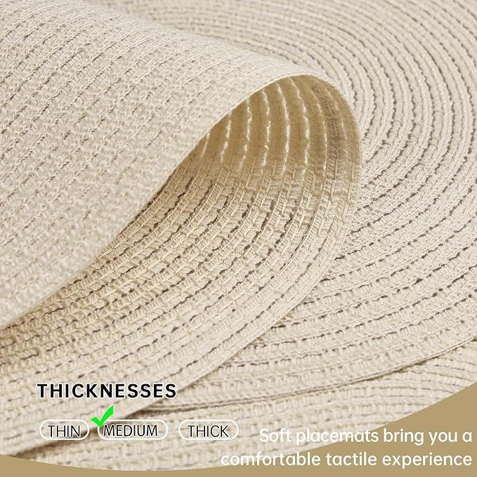 Placemats Set of 6, Woven Oval Braided Dining Table Mats | 12 x 17.5 Inch Size - Image 3