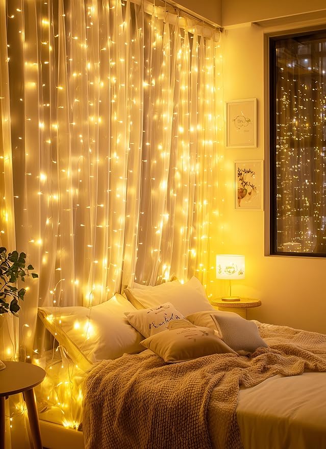 Brightown 300 LED Fairy Curtain Lights, 9.8ft x 9.8ft String Lights | USB Plug - Image 4