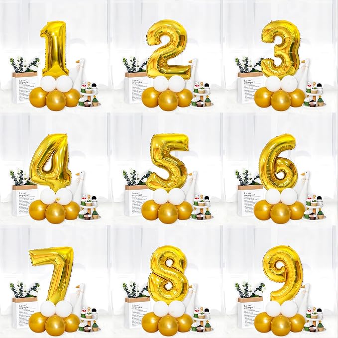 Gold 40 Inch Number 7 Balloon, Premium Mylar Foil Balloon - Image 6