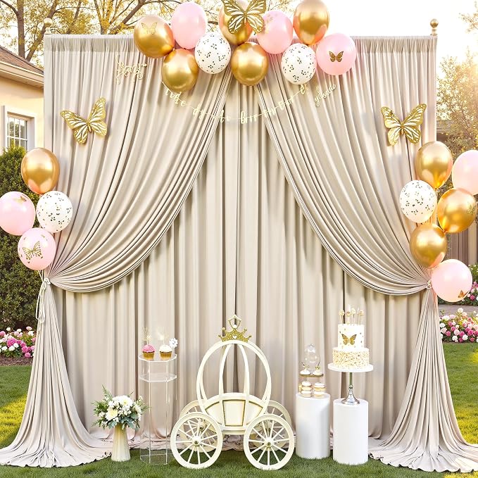 50ft×12ft Beige Backdrop Curtain - Image 5