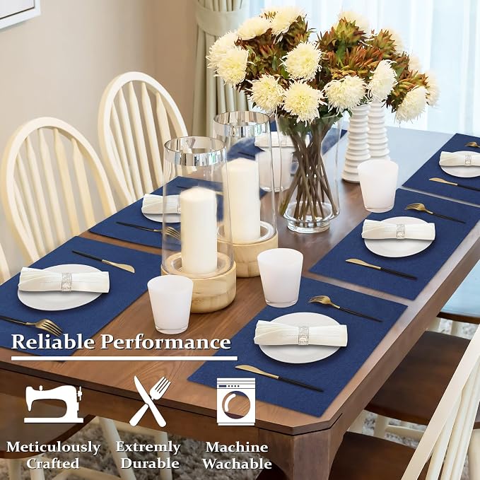 Cloth Placemats Set of 6, Cotton Linen Blend Place Mats, Double Layered - Image 2