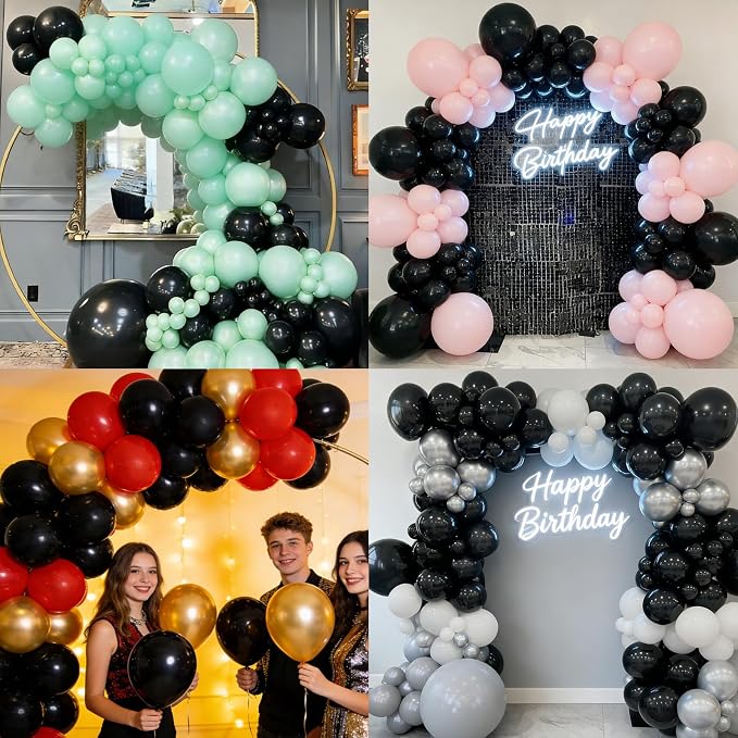 50pcs Matte Black Balloons 12 Inch, Premium Black Thick Latex Party Balloons - Image 3
