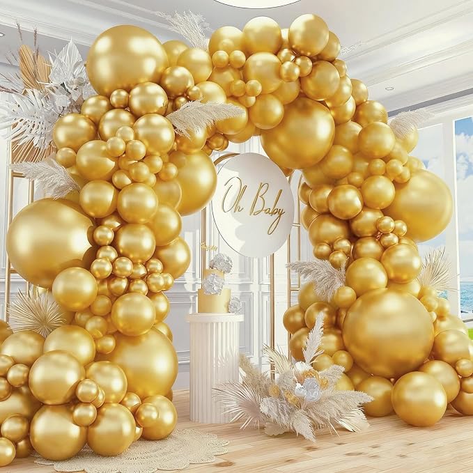 412pcs Metallic Gold Balloon Garland Arch Kit 18 12 10 5 Inch Different Sizes by PAXILE