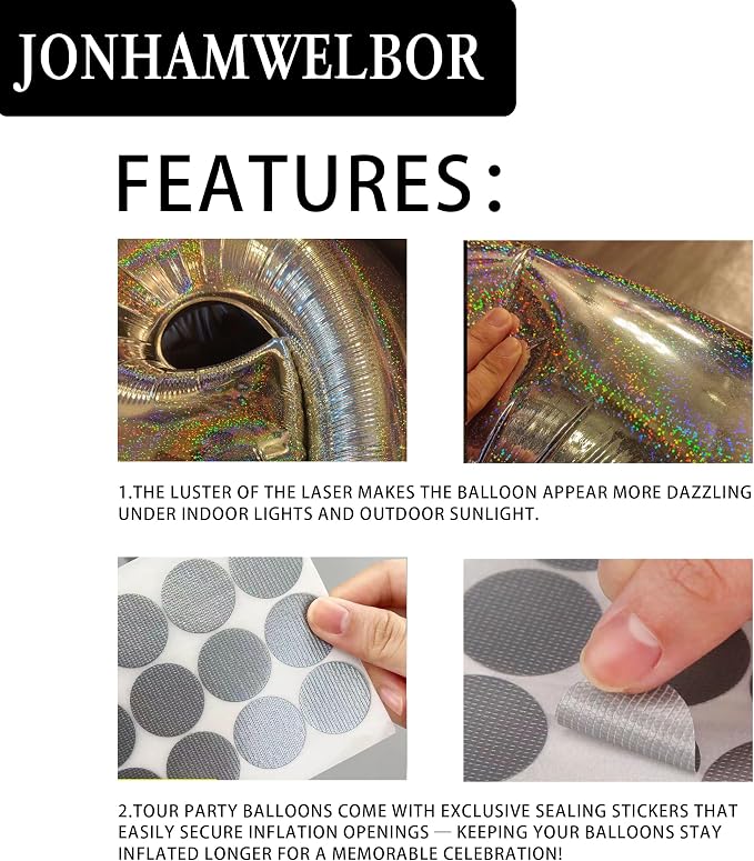 Jonhamwelbor 40 Inch Laser Silver Number 2 Balloon Foil Mylar Giant Balloon - Image 4