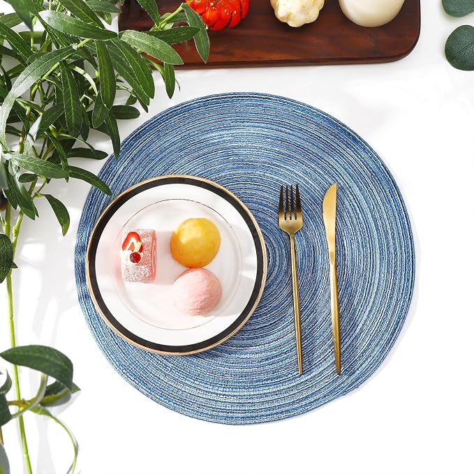 SHACOS Round Braided Placemats Set of 6 Circle Place Mats Kitchen Table Mats - Image 7