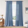 Stone Blue Linen Curtains 90 Inch Length by Nanspring