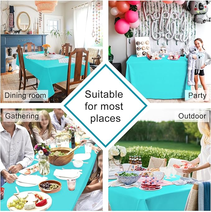 Hiasan Small Tablecloth for Square Tables - Waterproof and Spillproof Washable Fabric Table Cloth for Dining, Spring Party, Outdoor Picnic (Aqua, 40 x 40 Inch)