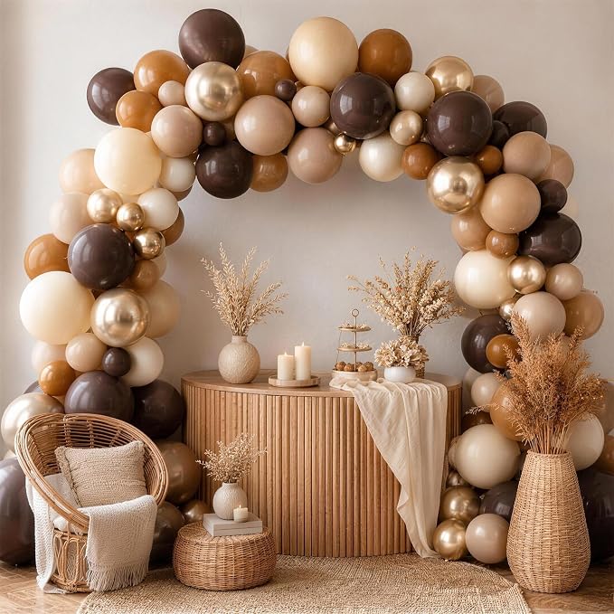Brown Balloons 50pcs, 12inch Double Stuffed Dark Coffee Brown Tan Beige Sand - Image 5