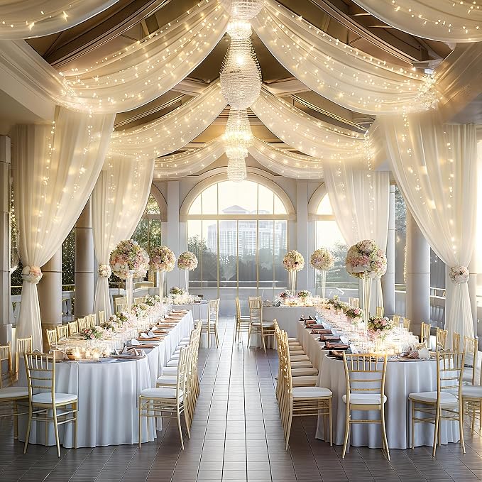 6 Panels Beige Ceiling Curtains - Image 4