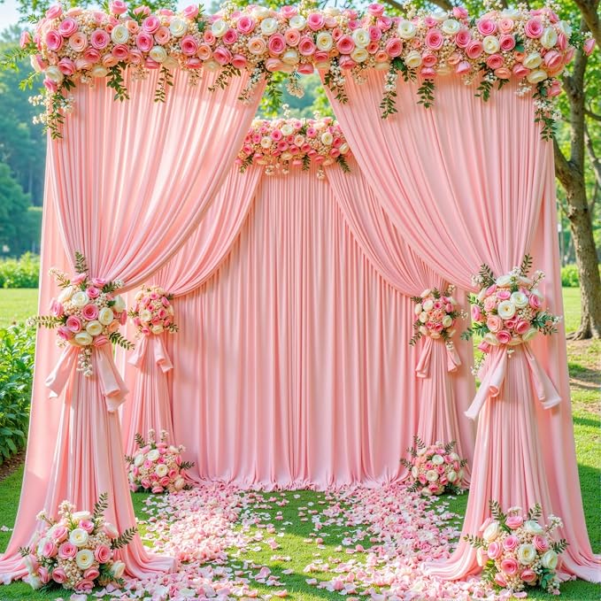 8 Panels Blush Pink Backdrop Curtains - Image 5