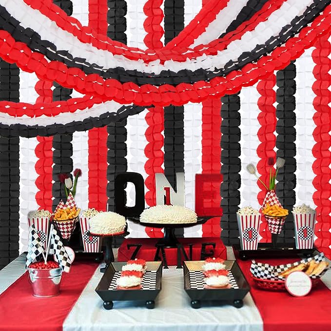 Black White-Red Party-Decorations Streamers Garland - 157Ft Graduation - Image 6