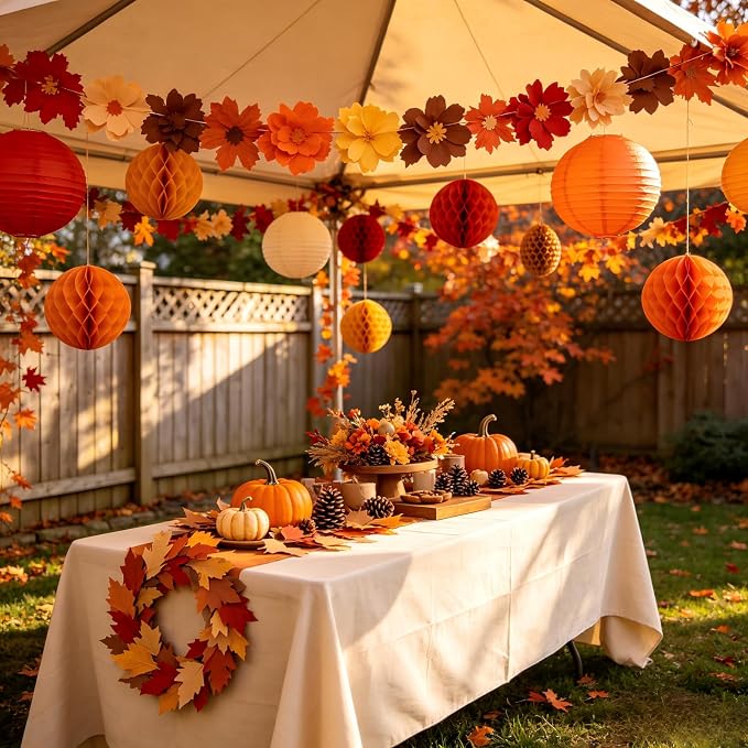 ZOOYOO 12Pcs 6" 10" Honeycomb Balls Decorations Hanging Tissue Paper Pom Poms - Image 4