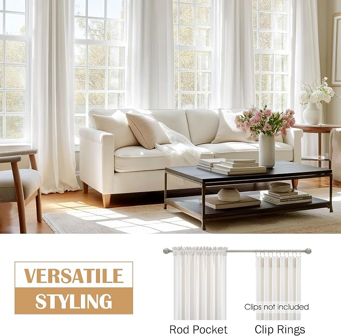 Beauoop Cream Velvet Curtains for Bedroom Living Room 52x96 2 Panels | Soft - Image 2