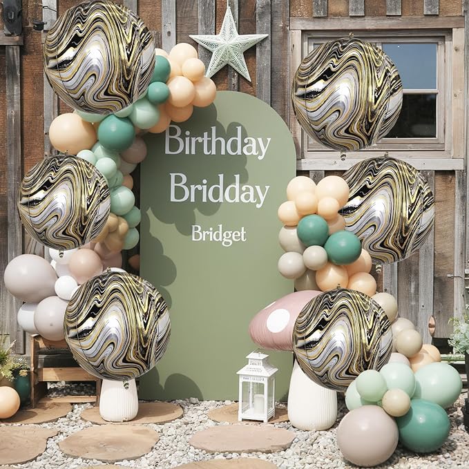 Black Gold and White Balloons Foil, 22Inch Metallic Balloons Printed, Round - Image 7
