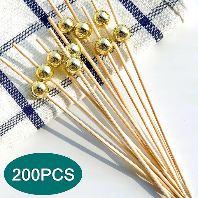 200PCS Gold Ball Cocktail Picks, Charcuterie Sticks, Wedding Party Decor - Image 3