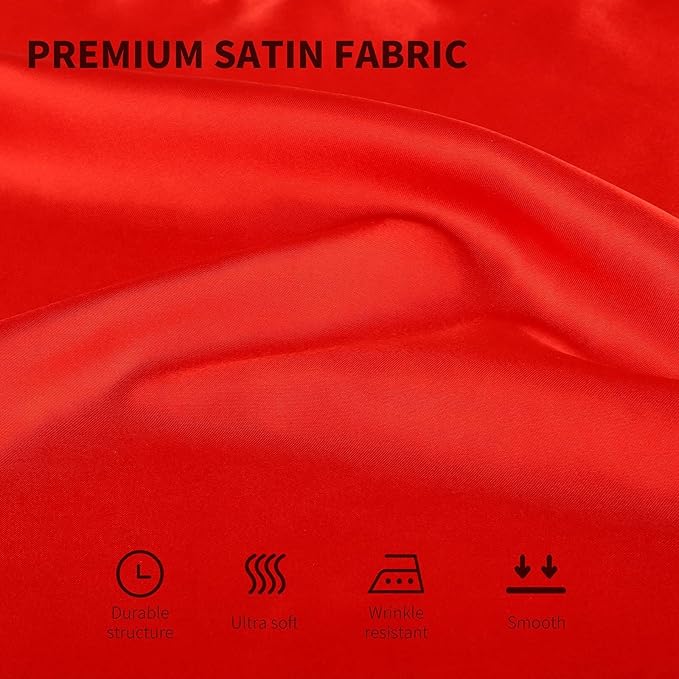 ANECO 16 Pack Square Satin Napkin Bright Silk Table Napkin Soft Smooth Fabric Table Napkin for Wedding Banquet Party Decoration, Red, 20 x 20 Inch
